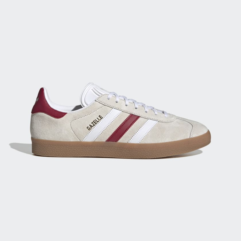 Adidas Gazelle Shoes - Aluminium / Cloud White / Collegiate Burgundy