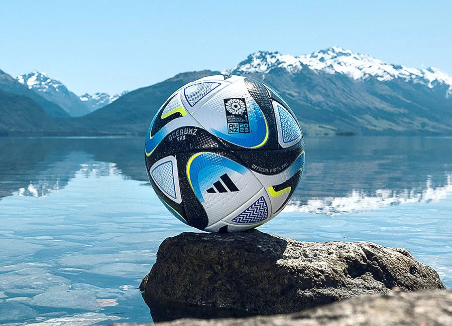 adidas Womens OCEAUNZ Pro World Cup Ball - White / Navy / Blue / Lucid Lemon / Silver