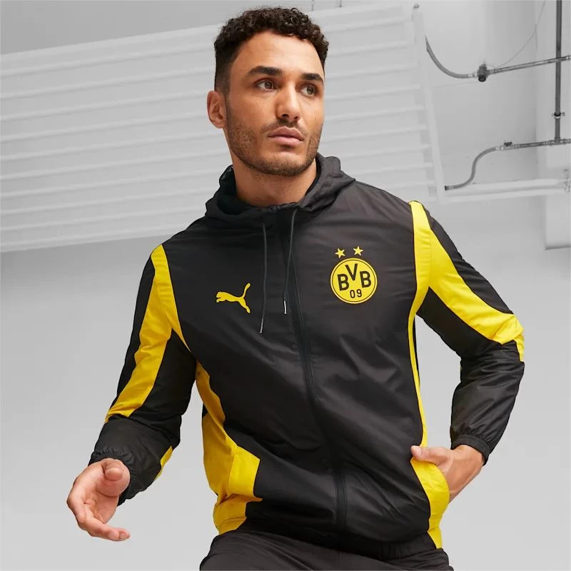 Borussia Dortmund 2023-24 Puma Prematch Football Jacket - PUMA Black / Cyber Yellow