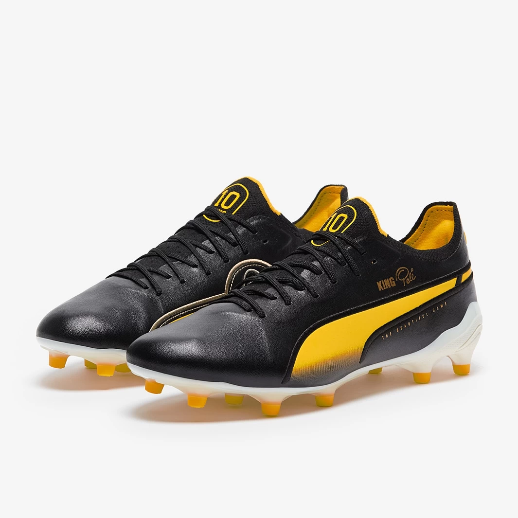 Puma King Ultimate Pele FG/AG - Black / White / Pelé Yellow / Gold / Frosted Ivory