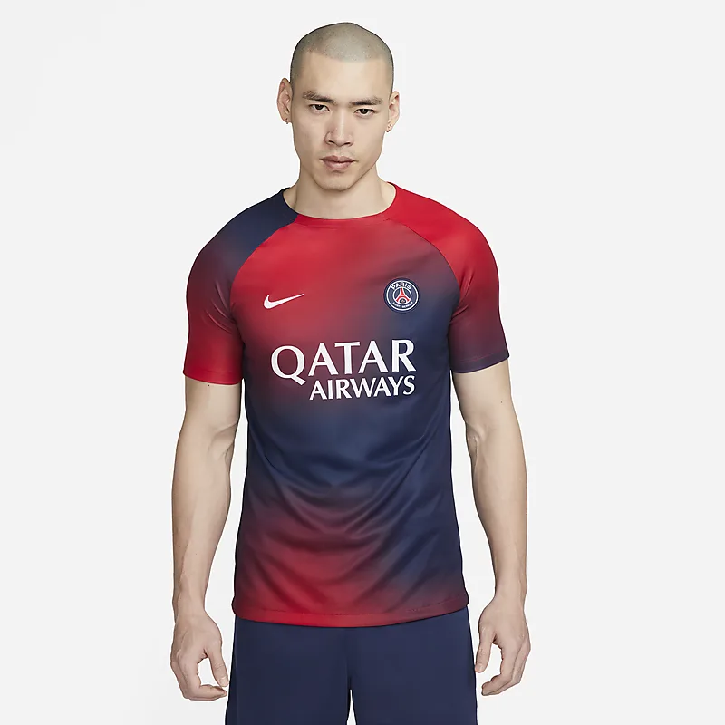 Paris Saint-Germain Academy Pro Pre-Match Football Top - Midnight Navy / University Red / White