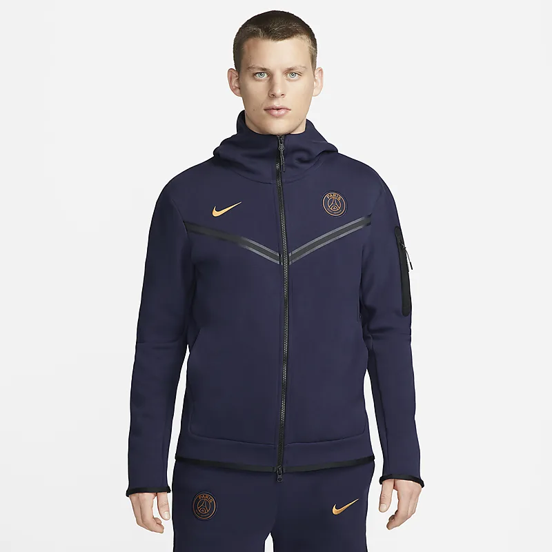 Paris Saint-Germain Tech Fleece Windrunner - Blackened Blue / Gold Suede