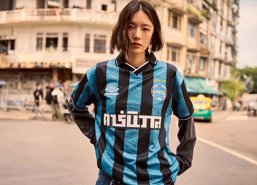 Umbro X Carnival Striped Jersey Black Blue Football Shirt Culture Latest Football Kit News and More